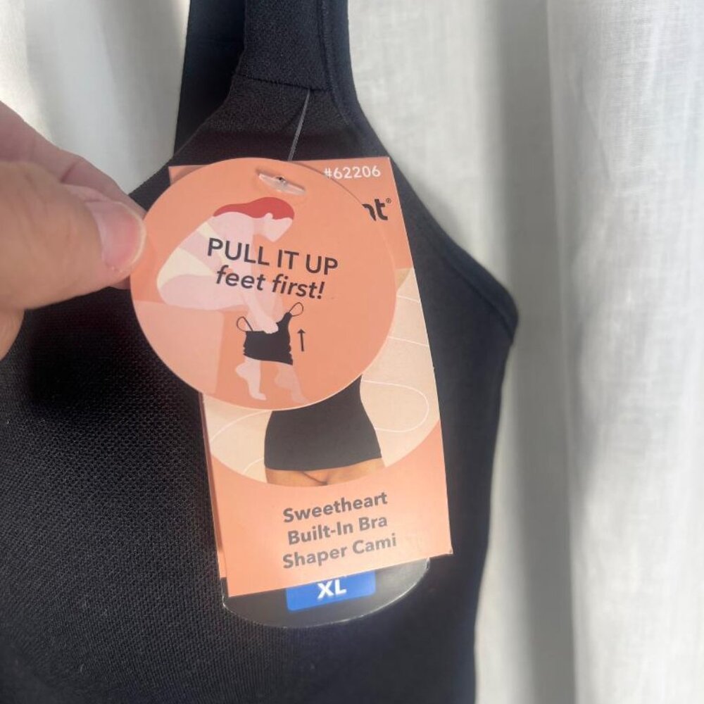 NWT Shapermint Essentials Sweetheart Built-In Bra Shaper Cami in Black - Size XL - Picture 2 of 9